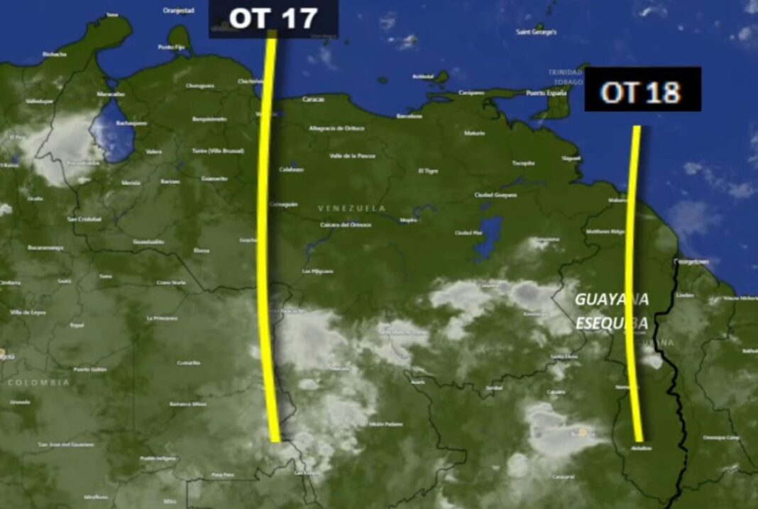 Onda tropical N°17 se desplaza por el occidente del país y la 18 está en el Esequibo