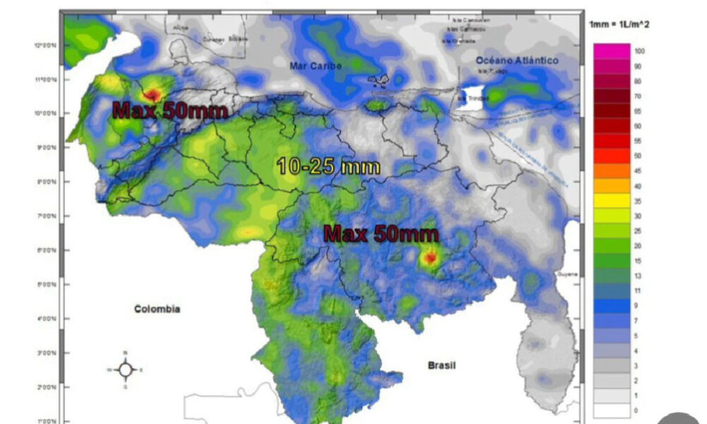 Inameh estima lluvias de intensidad variable en varias zonas del país